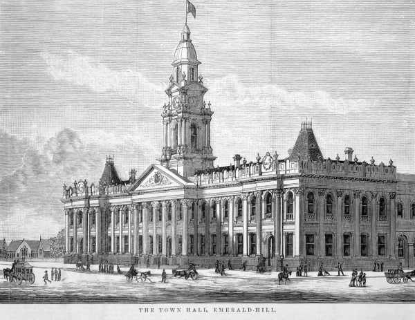 Engraving of South Melbourne Town Hall