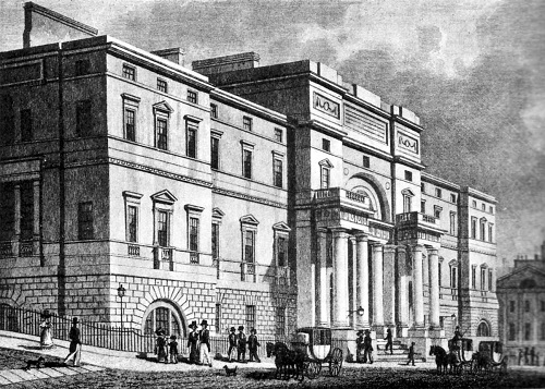 Engraving of Old College as seen in 1827