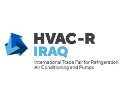 HVAC-R Iraq logo featuring a blue geometric emblem beside the text “HVAC-R IRAQ” and the tagline “International Trade Fair for Refrigeration, Air Conditioning and Pumps.”