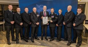 The Cheshire Rural Crime Team is presented with the Rob Oliver MBE Award by the CEA's CESAR Scheme & Police Liaison, Dave Luscombe (Centre)