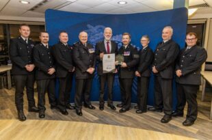 The Cheshire Rural Crime Team is presented with the Rob Oliver MBE Award by the CEA's CESAR Scheme & Police Liaison, Dave Luscombe (Centre)