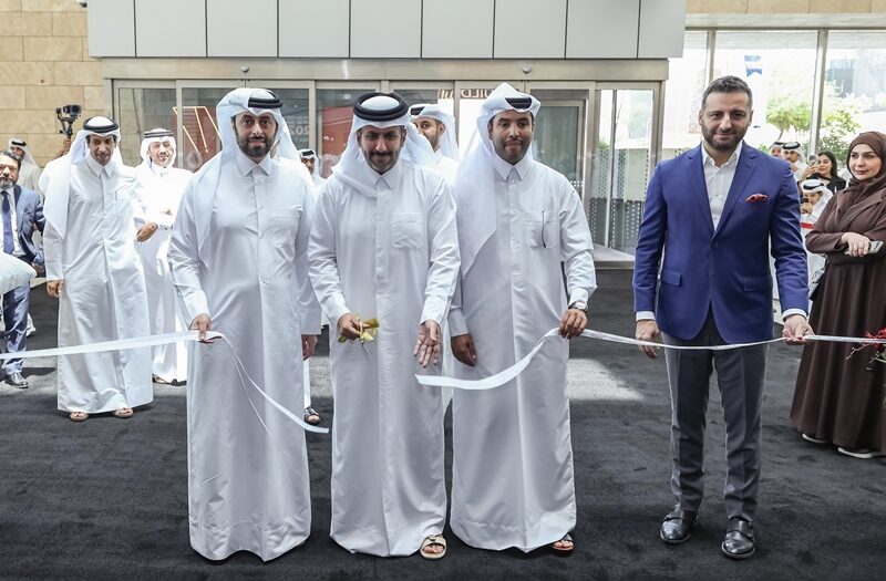 VIP guests cutting the ribbon at the Build Your House Exhibition opening ceremony in Qatar