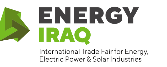 Energy Iraq logo featuring a green geometric energy symbol, the text “ENERGY IRAQ,” and the tagline “International Trade Fair for Energy, Electric Power & Solar Industries